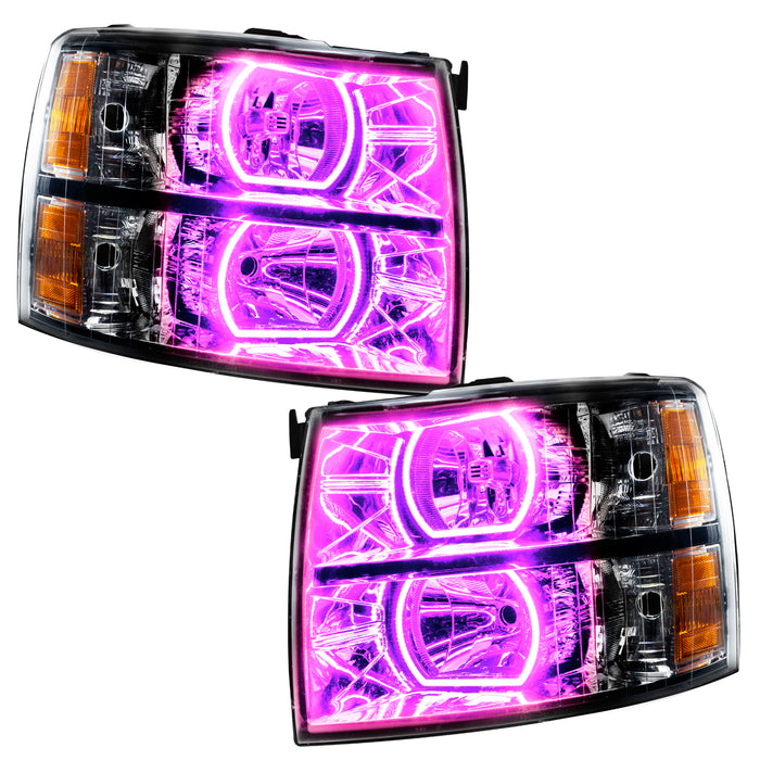 Oracle Lighting 8189-335 2007-2013 Chevrolet Silverado LED Square Style Halo Headlights - (Black Housing) - Truck Part Superstore