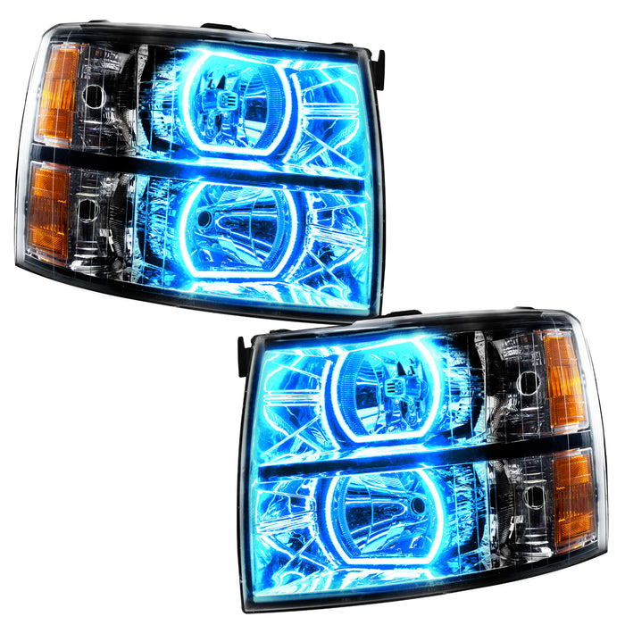 Oracle Lighting 8189-335 2007-2013 Chevrolet Silverado LED Square Style Halo Headlights - (Black Housing) - Truck Part Superstore