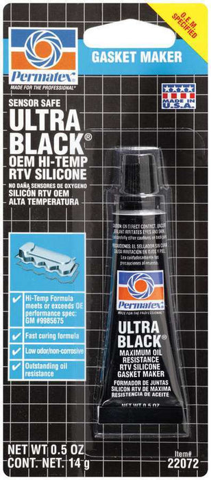 PERMATEX 22072 Permatex Ultra Black Hi- Temp RTV Silicone 0.5oz.