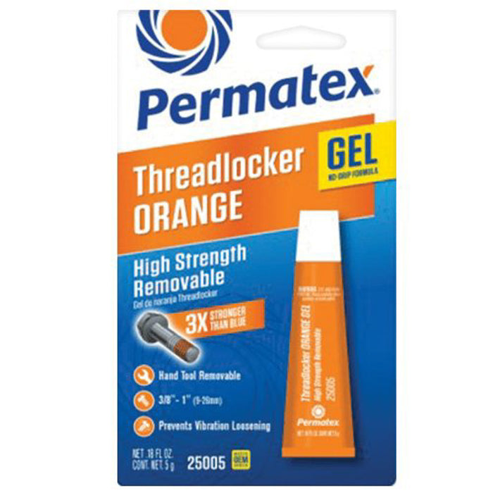 PERMATEX 25005 Threadlocker High Streng th Orange 5 Gram Tube