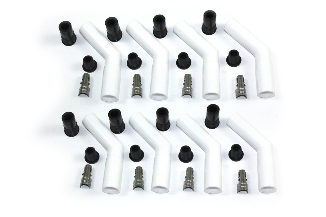 PERTRONIX IGNITION 8503HT-8 Ceramic Spark Plug Boot Kit 45-Deg 8pk White