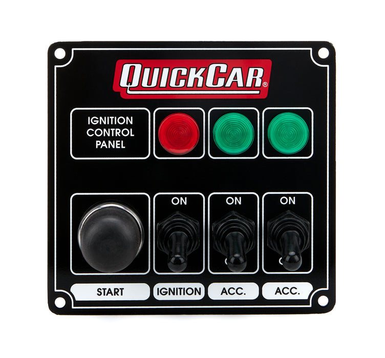 QUICKCAR RACING PRODUCTS 50-825 Ignition Panel Black w/ 2 Acc. & Lights