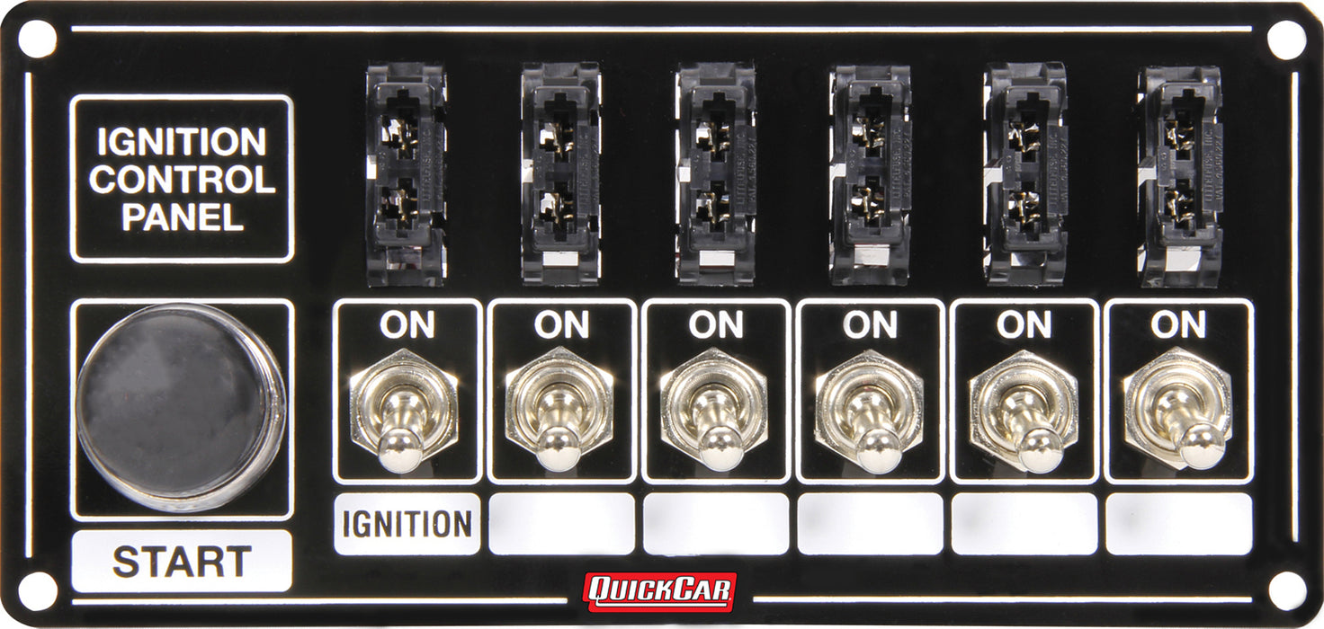 QUICKCAR RACING PRODUCTS 50-863 Ignition Panel Black Fused w/Start Button