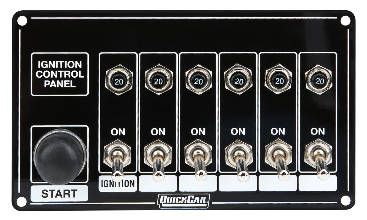 QUICKCAR RACING PRODUCTS 50-868 Ignition Panel Blk w/ Start But. 5 Acc. Circut