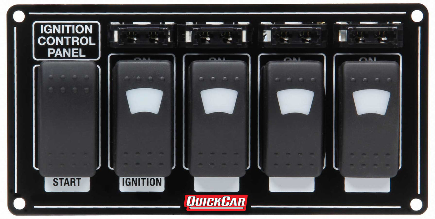 QUICKCAR RACING PRODUCTS 52-864 Ignition Panel w/ Rocker Switches Fuses & Lights