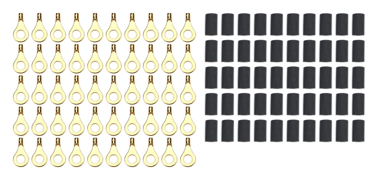 QUICKCAR RACING PRODUCTS 57-460-50 Ring Terminal 1/4in 18- 22 Ga w/Heat Shrink 50pk