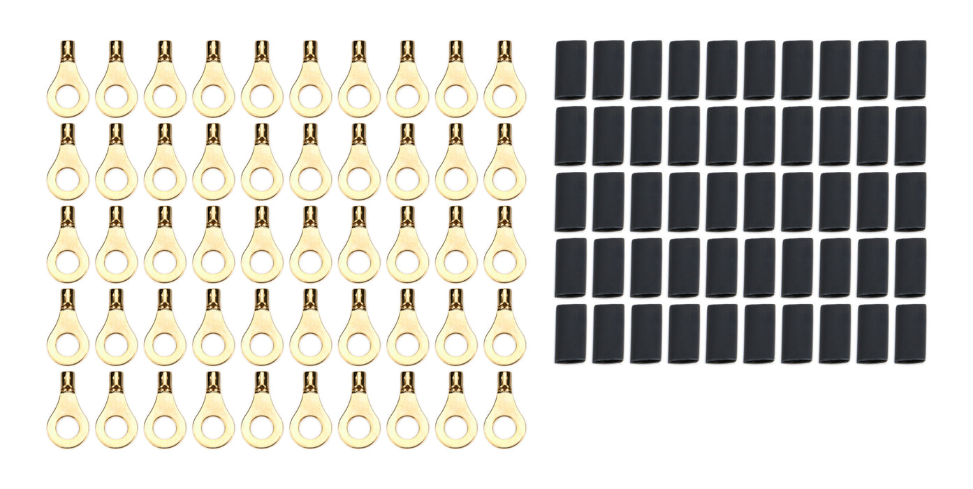 QUICKCAR RACING PRODUCTS 57-478-50 Ring Terminal 1/4in 14- 16 Ga w/Heat Shrink 50pk