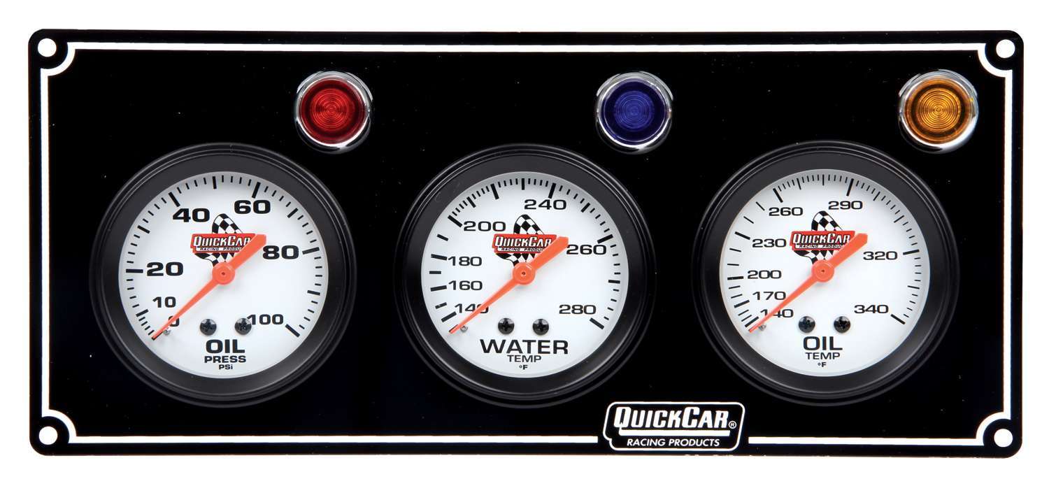 QUICKCAR RACING PRODUCTS 61-6711 3 Gauge Panel  OP/WT/OT Black