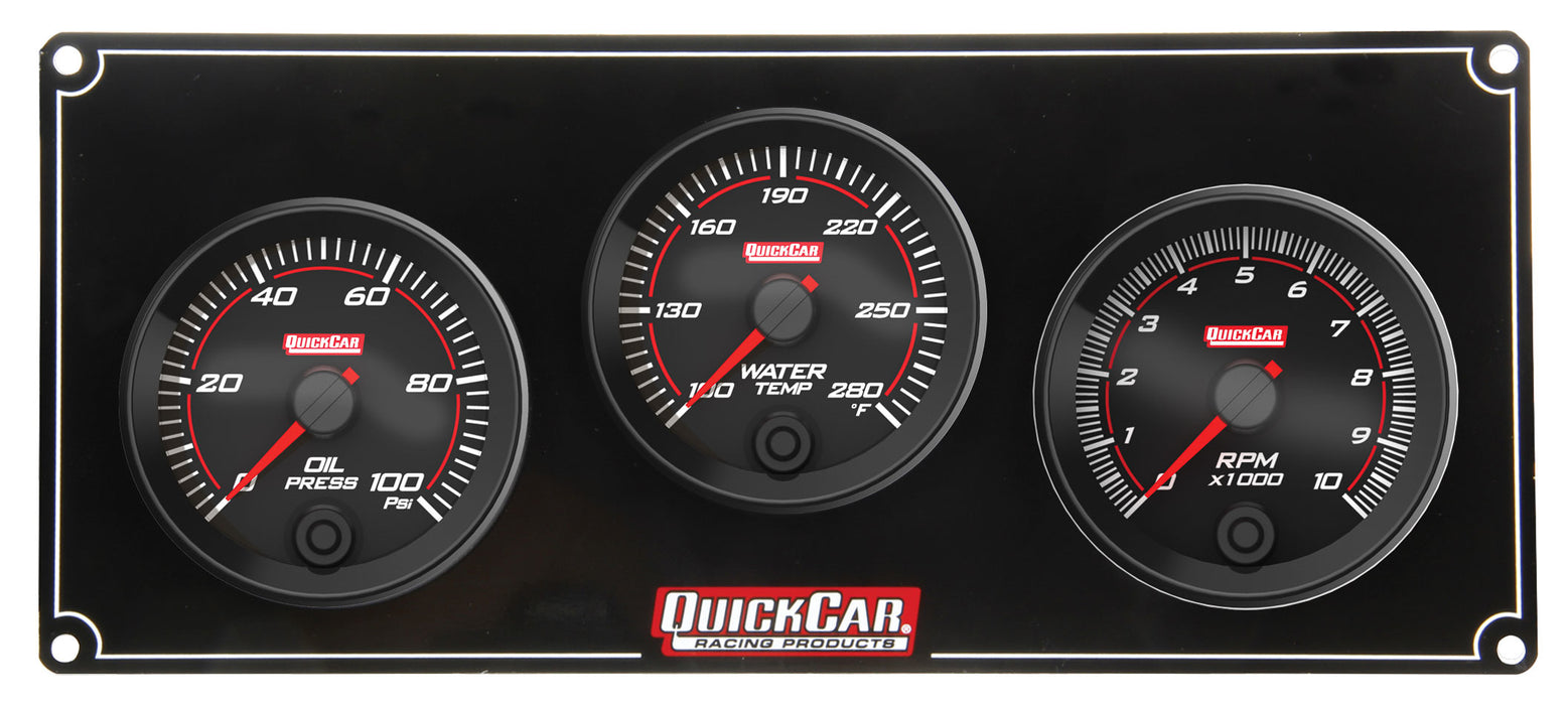 QUICKCAR RACING PRODUCTS 69-2231 Redline 2-1 Gauge Panel OP/WT w/Recall Tach