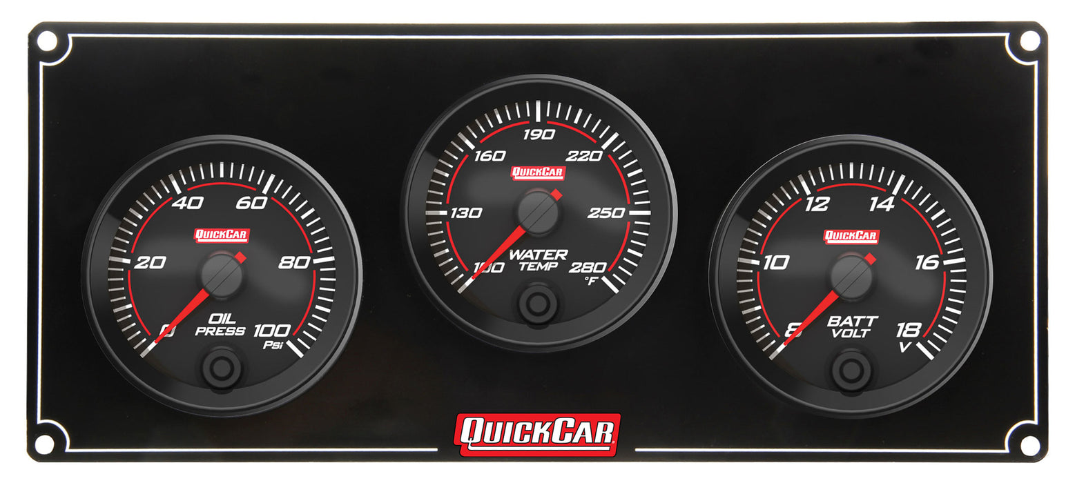 QUICKCAR RACING PRODUCTS 69-3017 Redline 3 Gauge Panel OP/WT/VOLT