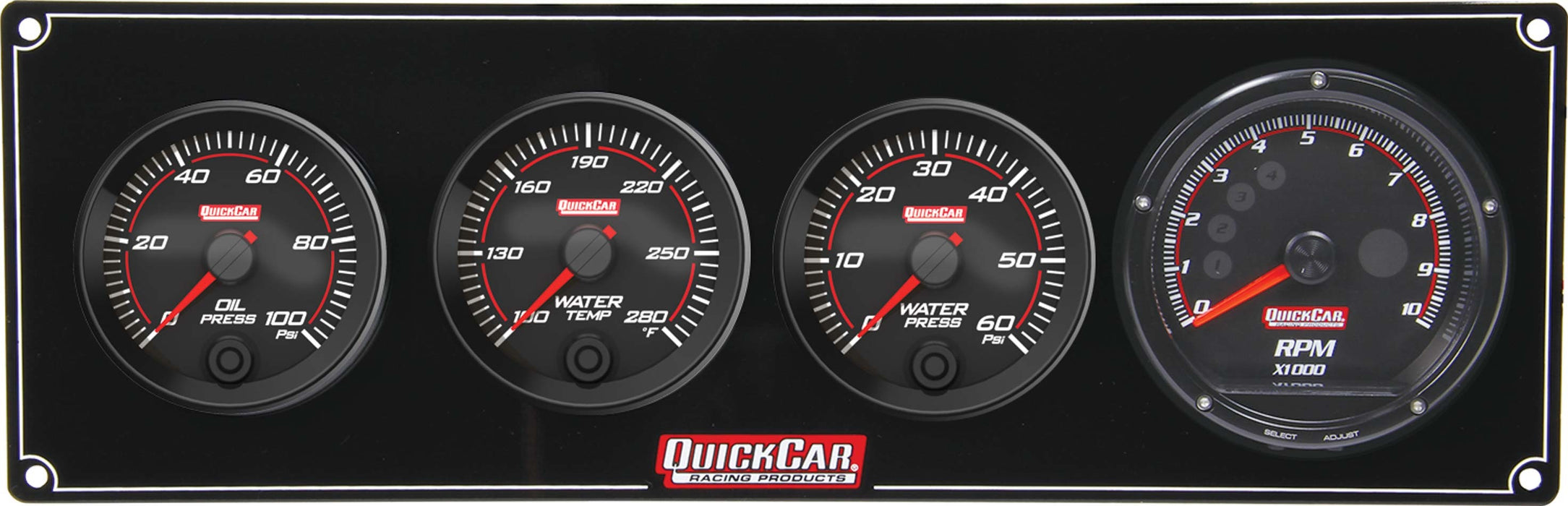 QUICKCAR RACING PRODUCTS 69-3046 Redline 3-1 Gauge Panel OP/WT/WP w/Recall Tach