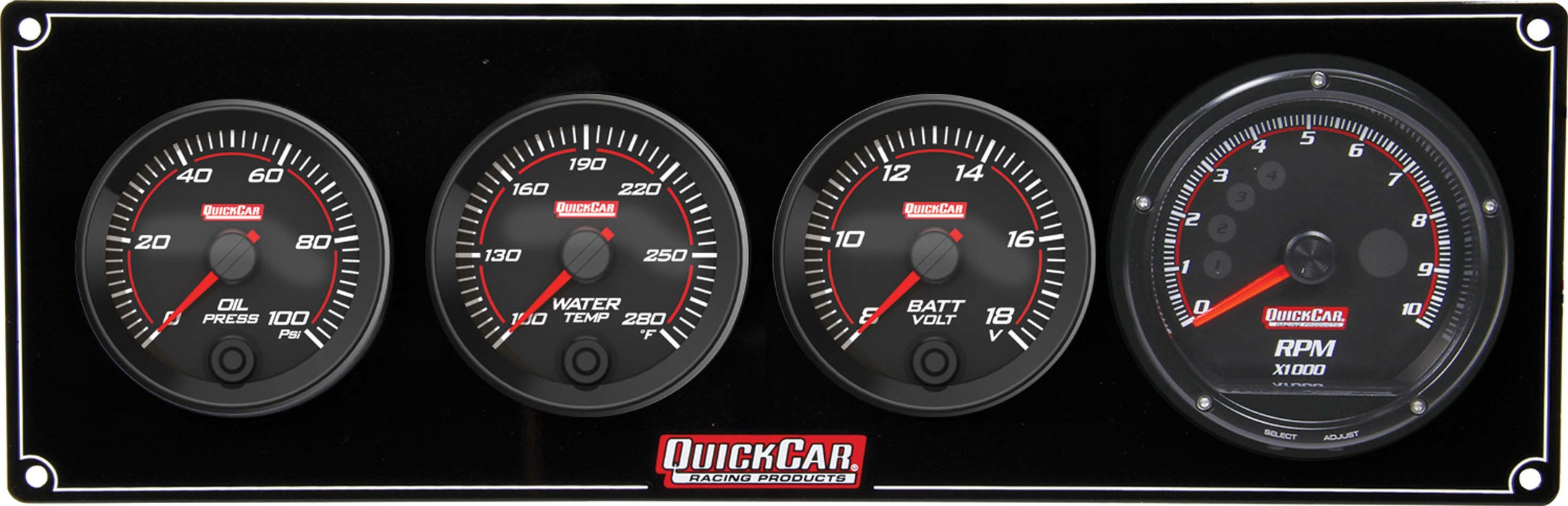 QUICKCAR RACING PRODUCTS 69-3047 Redline 3-1 Gauge Panel OP/WT/Volt w/Recall Tach