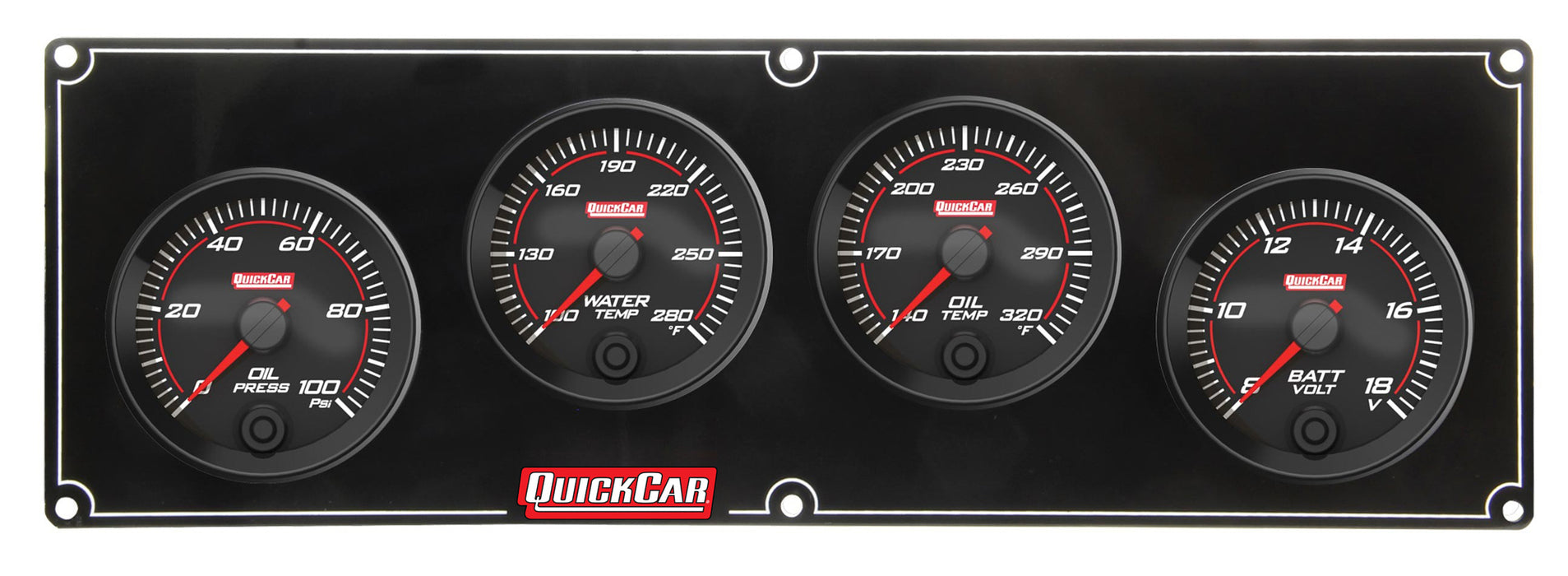 QUICKCAR RACING PRODUCTS 69-4027 Redline 4 Gauge Panel OP/WT/OT/Volt