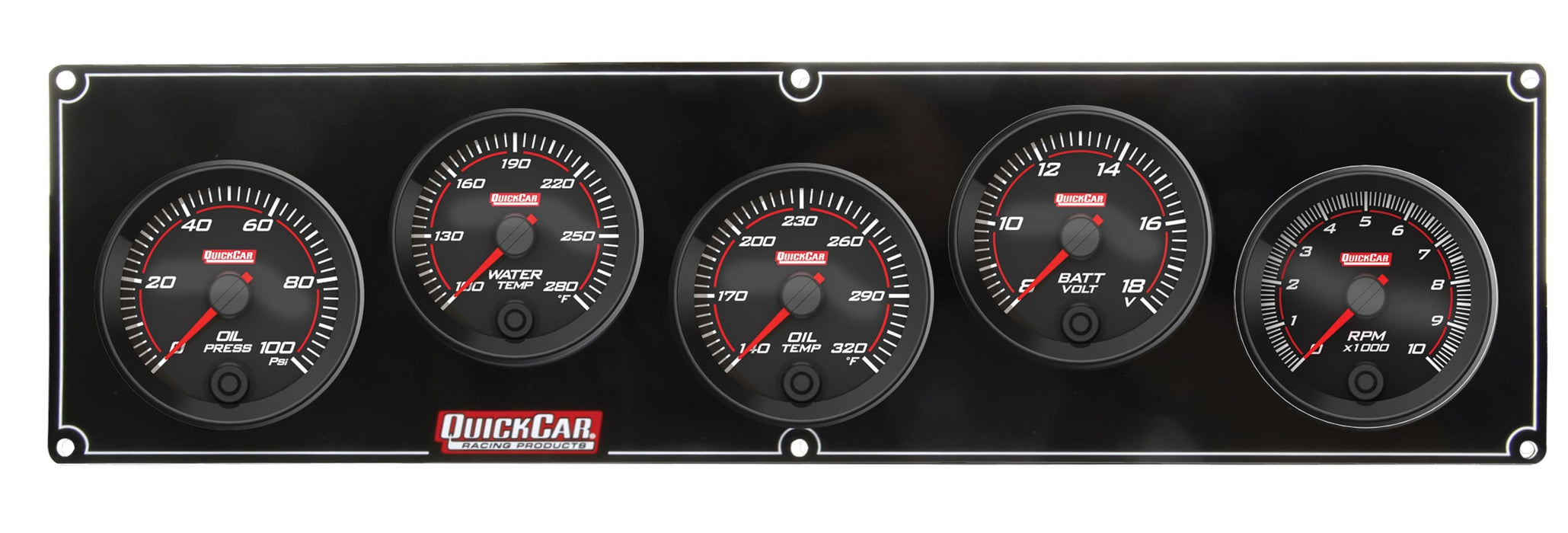 QUICKCAR RACING PRODUCTS 69-4257 Redline 4-1 Gauge Panel OP/WT/OT/Volt w/2-5/8 Ta