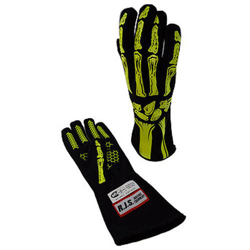 RJS SAFETY 600090151 Single Layer Yellow Skeleton Gloves X-Large
