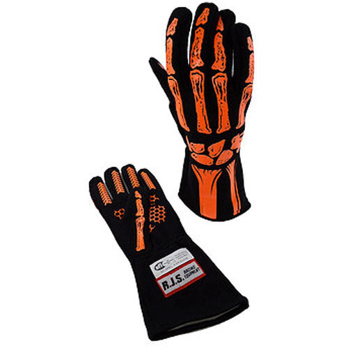 RJS SAFETY 600090154 Double Layer Orange Skeleton Gloves Large