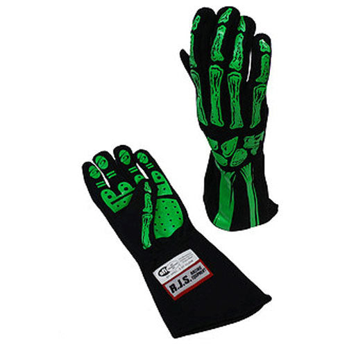 RJS SAFETY 600090159 Double Layer Lime Green Skeleton Gloves X-Large