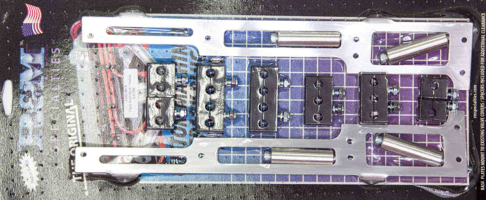 R AND M SPECIALTIES 1101-90S Spark Plug Wire Loom SBC Satin Vertical Style