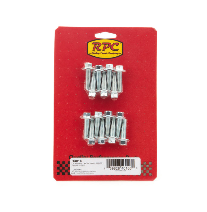 RACING POWER CO-PACKAGED R4018 LS Oil Pan Bolt KIt 15Pc