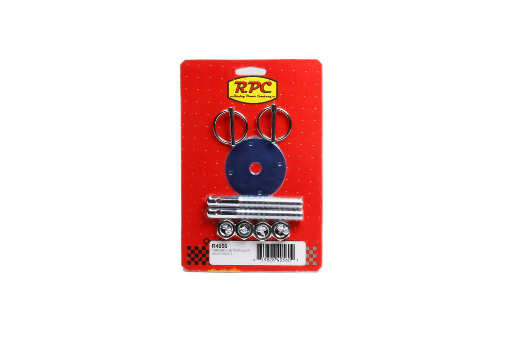 RACING POWER CO-PACKAGED R4056 Chrome 3/16In Flip-Over Hood Pin Kit - Steel