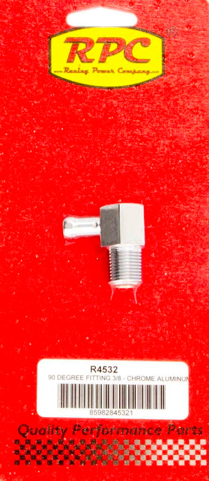RACING POWER CO-PACKAGED R4532 90 Degree Fitting 3/8in Aluminum Chrome