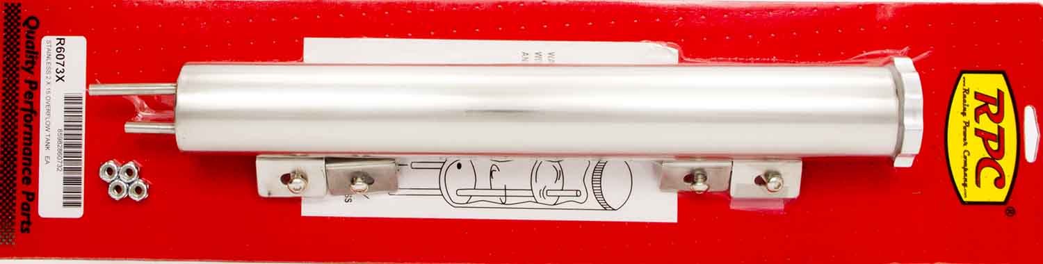 RACING POWER CO-PACKAGED R6073X 15in Polished Stainless Overflow Tank