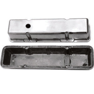 RACING POWER CO-PACKAGED R6130-2C Chrome Alum SBC Valve Covers Plain Pair
