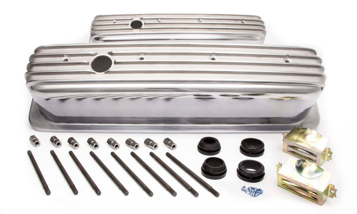 RACING POWER CO-PACKAGED R6191 SBC Alum Finned Tall Center Bolt V/C Polished