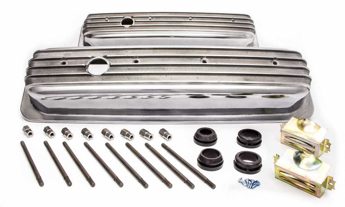 RACING POWER CO-PACKAGED R6196 SBC Alum Finned Short Center Bolt V/C Polished