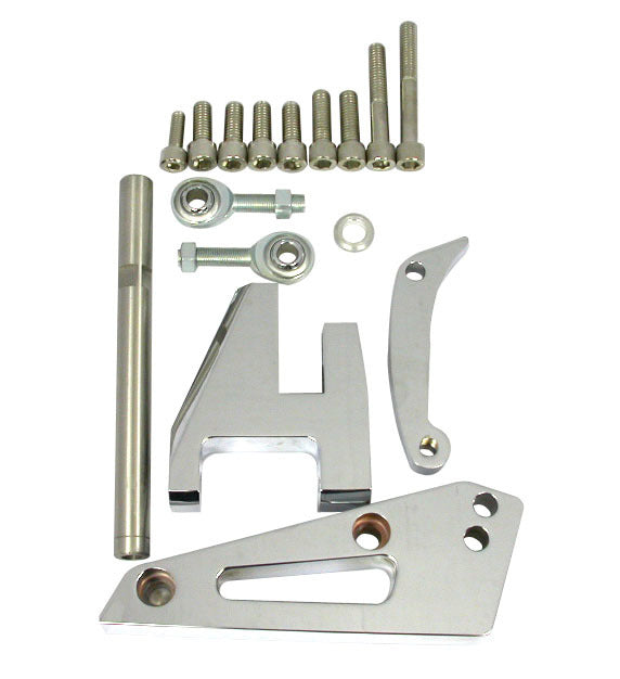 RACING POWER CO-PACKAGED R6405 Chrome Alum SB Chevy Alternator Bracket Swp