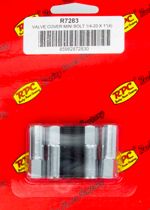 RACING POWER CO-PACKAGED R7283 Chrome V/C Mini Bolt (4) 1 3/8in x 1/4-20 Thread