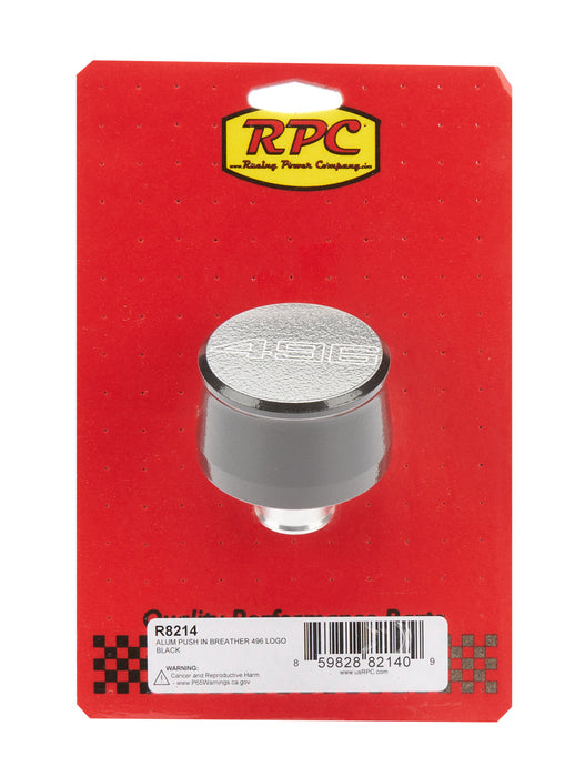 RACING POWER CO-PACKAGED R8214 Valve Cover Breather 496 Logo Black Each