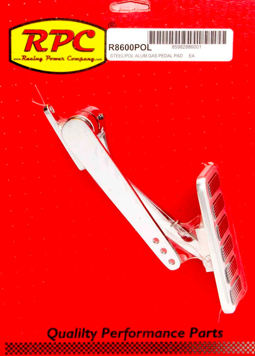 RACING POWER CO-PACKAGED R8600POL Polished Alum Pad Steel Arm Gas Pedal