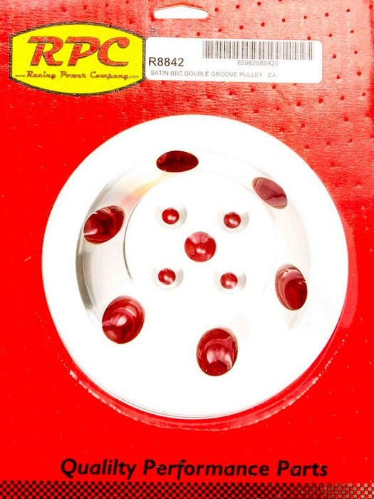 RACING POWER CO-PACKAGED R8842 BBC 2 Groove Satin Alum Short W/P Pulley