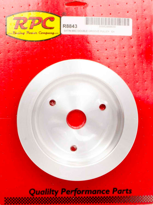 RACING POWER CO-PACKAGED R8843 BBC SWP 2 Groove Lower Pulley Satin