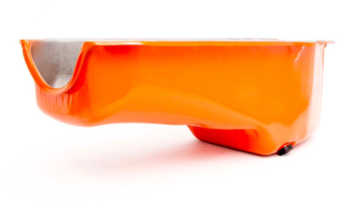 RACING POWER CO-PACKAGED R9005P 55-79 SBC Steel Stock Oil Pan Orange