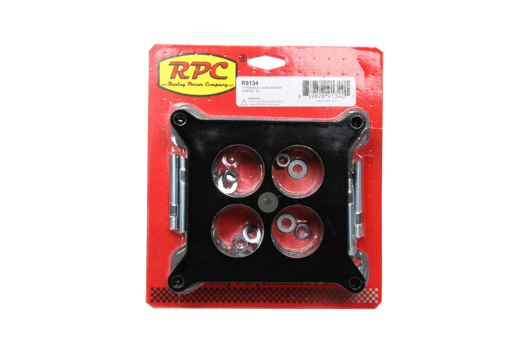 RACING POWER CO-PACKAGED R9134 1In Phenolic Carb Space r- Ported