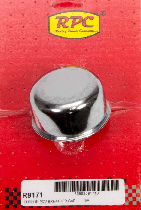 RACING POWER CO-PACKAGED R9171 Chrome Push In Breather 2-3/4in Dia 3/4in Neck