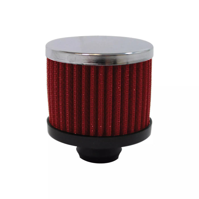 RACING POWER CO-PACKAGED R9308RED Valve Cover Breather 3in Tall Push In Chrome/Red