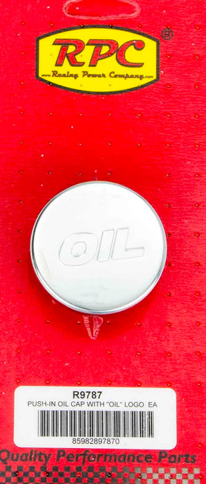 RACING POWER CO-PACKAGED R9787 Oil Filler Cap Chrome W/ Oil Logo