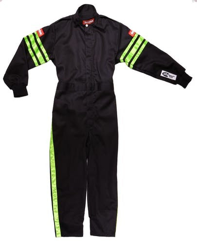 RACEQUIP 1950796 Black Suit Single Layer Kids X-Large Green Trim