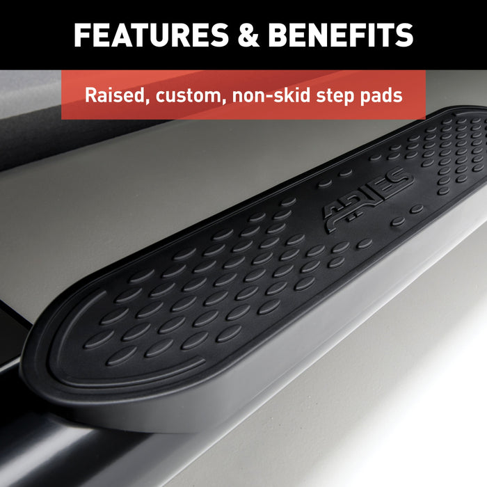 ARIES S222023 4-Inch Oval Black Steel Nerf Bars, Select Toyota Tundra CrewMax for Select Toyota Tundra