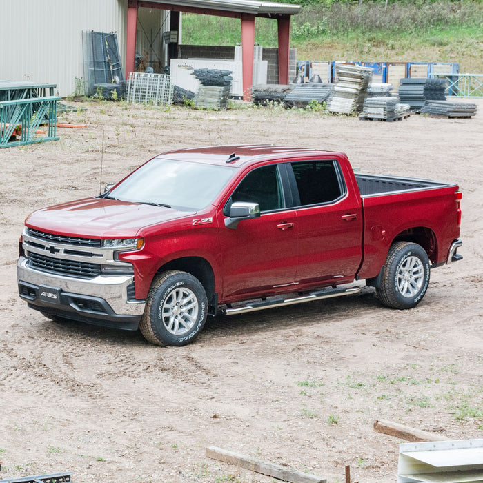 ARIES S224013-2 4" Polished Stainless Oval Side Bars, Select Silverado, Sierra 1500, 2500, 3500 for Select Chevrolet Silverado 2500 HD