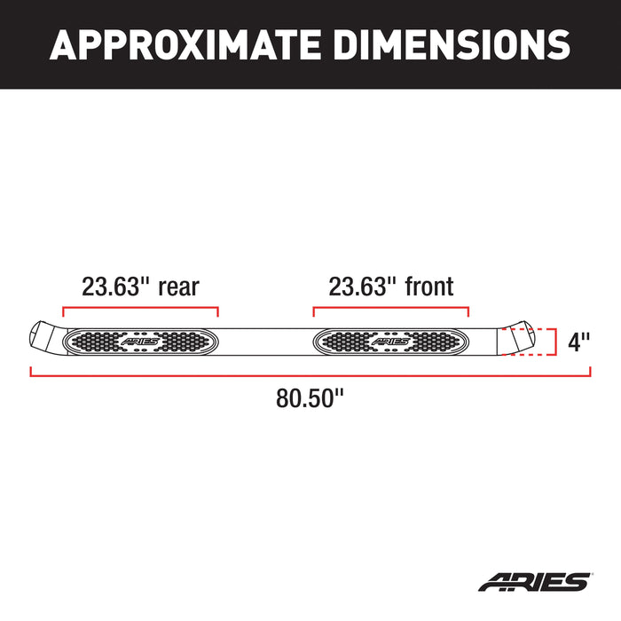 ARIES S224051 4" Black Steel Oval Side Bars, Select Chevrolet Colorado, GMC Canyon Crew Cab for Select Chevrolet Colorado