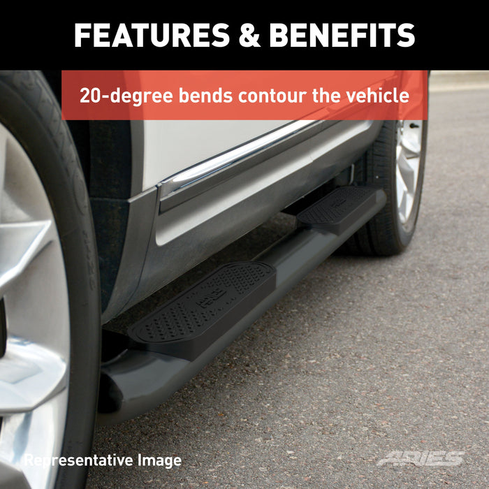 ARIES S224051 4" Black Steel Oval Side Bars, Select Chevrolet Colorado, GMC Canyon Crew Cab for Select Chevrolet Colorado