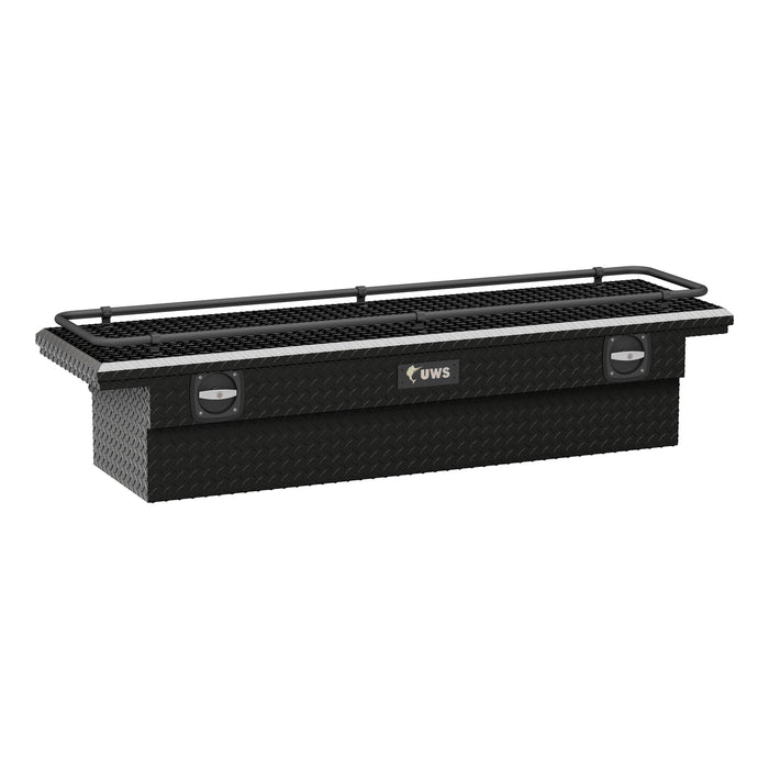 UWS SL-69-LP-BLK-R Gloss Black Aluminum 69" Secure Lock Crossover Truck Tool Box, Low Profile, Rail - Truck Part Superstore