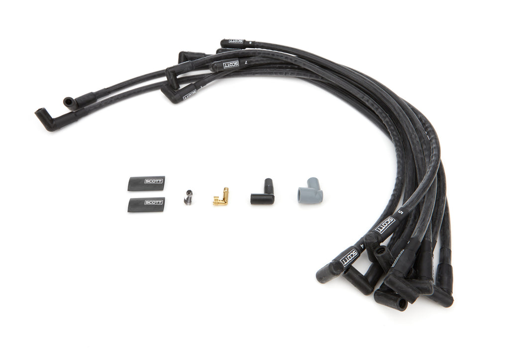SCOTT PERFORMANCE CH-402-1 SBC Spark Plug Wire Set 90-Degree - Black