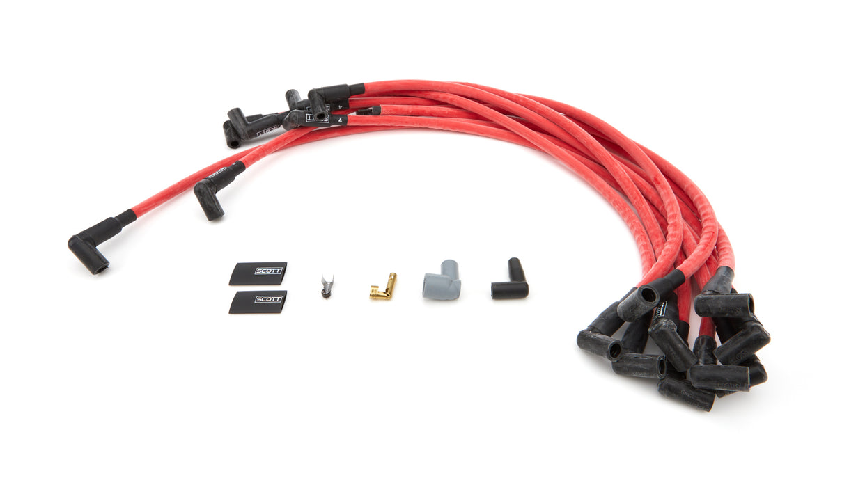 SCOTT PERFORMANCE CH-402-2 SBC Spark Plug Wire Set 90-Degree - Red