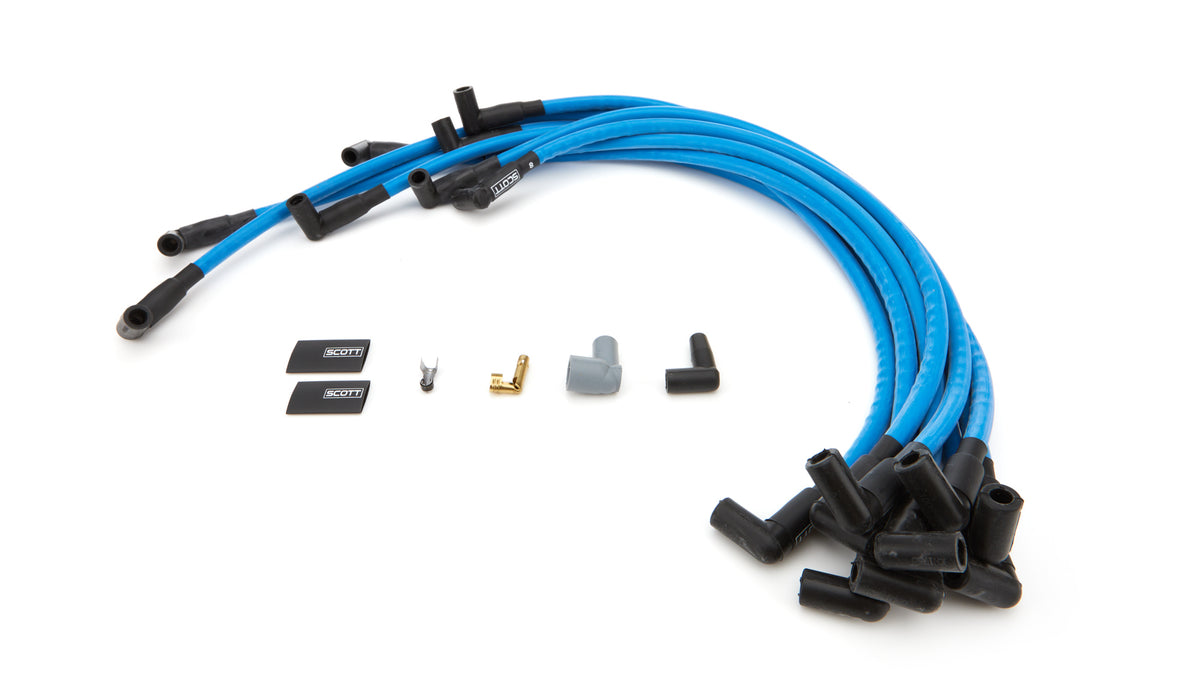 SCOTT PERFORMANCE CH-402-4 SBC Spark Plug Wire Set 90-Degree - Blue