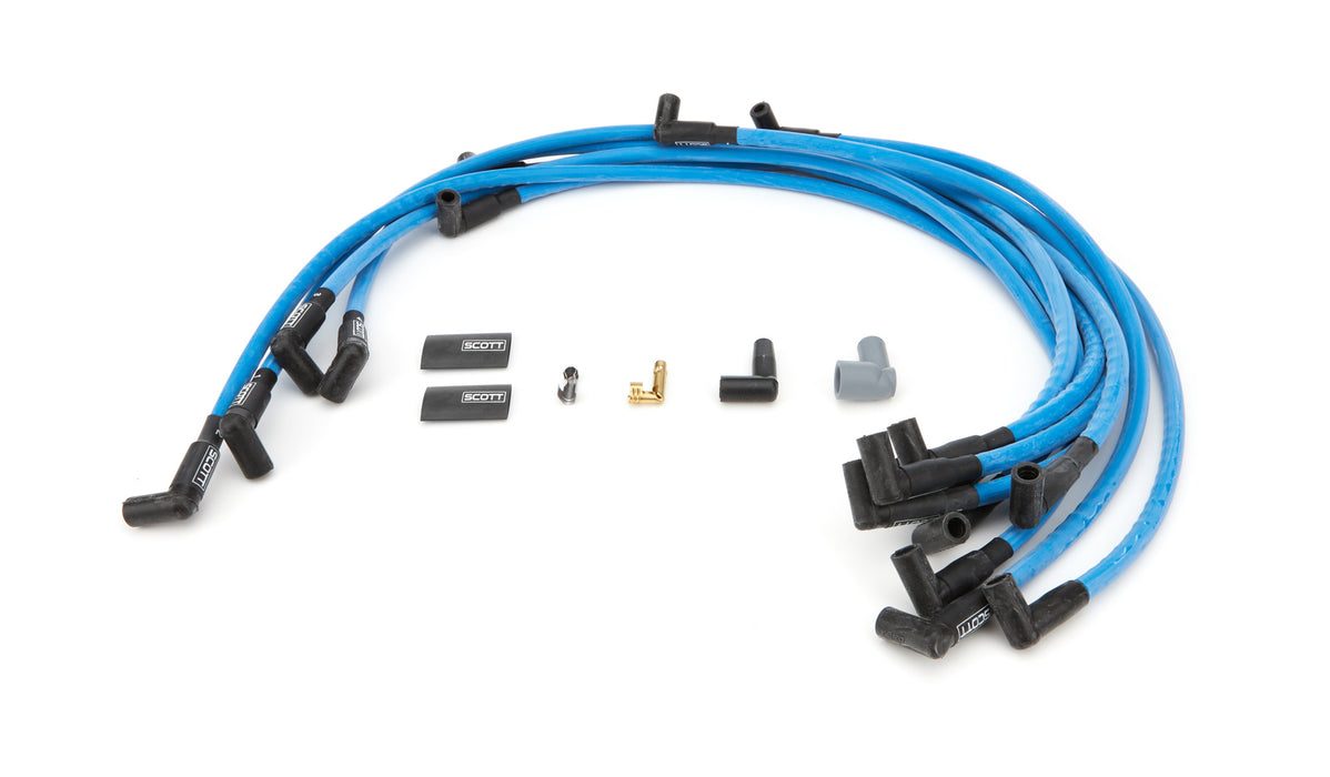 SCOTT PERFORMANCE CH-407-4 SBC Spark Plug Wire Set 90-Degree - Blue
